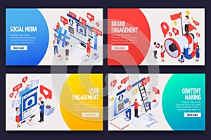 SMM Promotion Isometric Concept