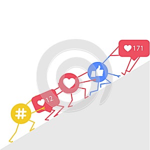 Smm promotion and marketing - hashtags icon, likes and rating