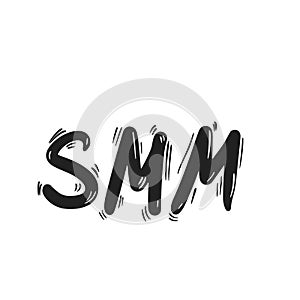SMM text. Hand drawn social media marketing phrase