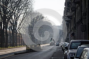 The smog on city streets. photo