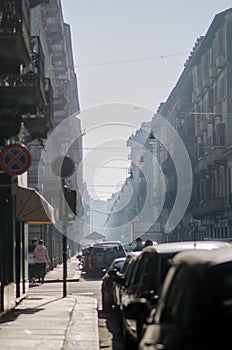 The smog on city streets. photo
