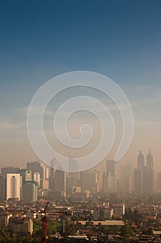 Smog dome over a polluted city photo