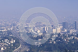 Smog obscuring the Los Angeles skyline