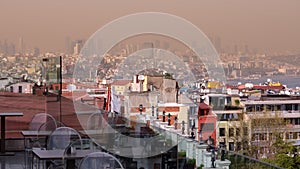 Smoggy panoramic view of Istanbul
