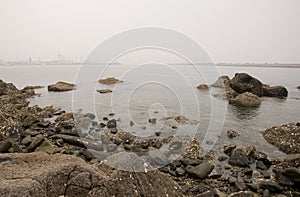 A smoggy view from Yantai China photo