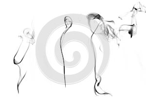 Smoke abstract. Blur black smoke, abstract fog or steam mist cloud isolated on white background. For overlay in