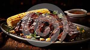 smoke bbq ribs corn