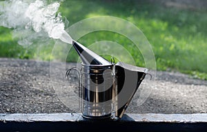 Smoke for the beekeeper. Apiary. Smoke. Beekeeper.