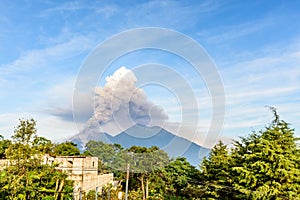 Smoke billows from erupting Fuego volcano, Guatemala