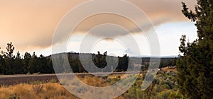 Long Panoramic Cascade Mountain Range Forest Wildfire