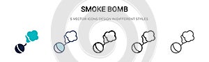 Smoke bomb icon in filled, thin line, outline and stroke style. Vector illustration of two colored and black smoke bomb vector