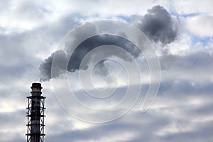 Smoke from the chimney of an industrial enterprise in the sk