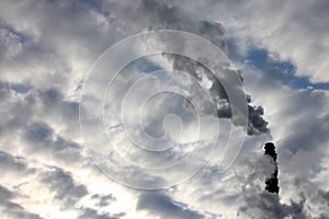 Smoke from the chimney of an industrial enterprise in the sk