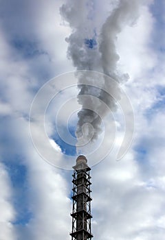 Smoke from the chimney of an industrial enterprise in the sk