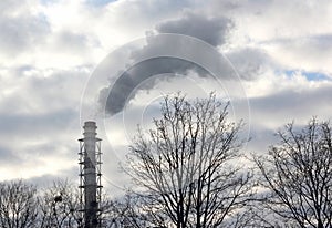 smoke from the chimney of an industrial enterprise in the sk