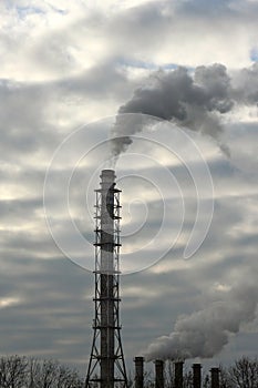 Smoke from the chimney of an industrial enterprise in the sk