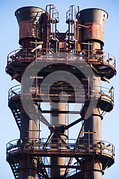 Smoke chimney pipes metallurgy fabrik in Arbed luxemburg photo