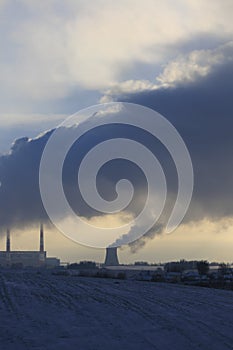 Smoke from a chimney at a thermal power plant