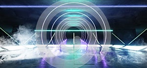 Smoke Circle Gate Construction Stage Virtual Reality Neon Glowing Purple Blue Sci Fi Futuristic Modern Retro Alien Spaceship