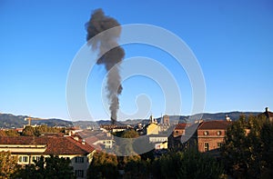 Smoke cloud over Turin