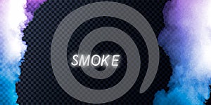 Smoke collection, isolated, transparent background. Set of realistic white smoke steam, waves from coffee,tea,cigarettes,