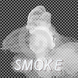 Smoke collection, , transparent background. Set of realistic white smoke steam, waves from coffee,tea,cigarettes,