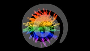 Smoke colored in rainbow vivid ink colors exploding in flag of LGBTQ community. Isolated on black background alpha
