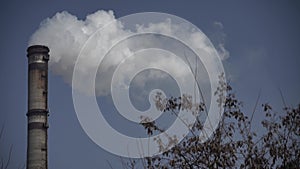 Smoke comes from the chimney. Air pollution. Ecology. Kyiv. Ukraine.