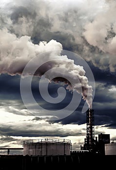 smoke coming out of factory chimney  pollution  climate change, global warming