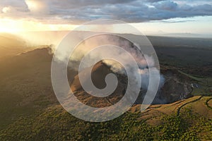 Smoke coming out from Santiago volcano photo