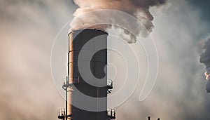 Smoke Coming from Smokestack of an Industrial Building