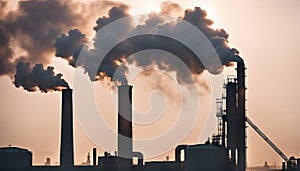 Smoke Coming from Smokestack of an Industrial Building