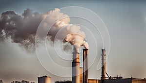 Smoke Coming from Smokestack of an Industrial Building