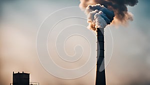 Smoke Coming from Smokestack of an Industrial Building