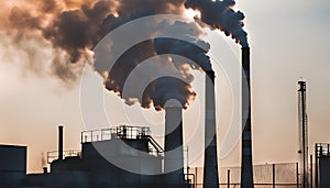 Smoke Coming from Smokestack of an Industrial Building