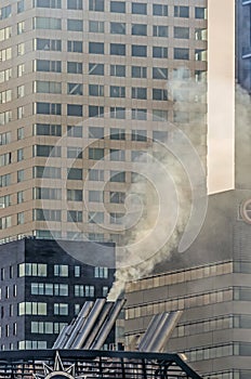 Smoke from a cruiseboat chimney