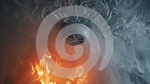 The smoke detector and fire. AI generated