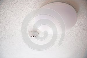 Smoke detector and fire protection system on ceiling