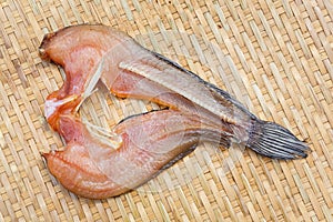 Smoke dried striped snakehead fish