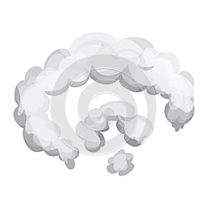 Smoke dust explosion in cartoon style isolated on white background. Frame, game asset. Abstract gray cloud, gas, motion