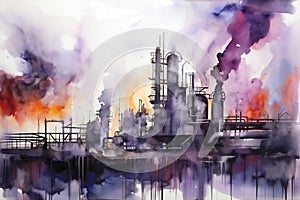 Smoke ecology energy plant chimney pollution factory refinery industrial production