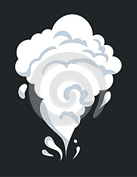 Smoke effect with white curve cloud and moving vapor shapes