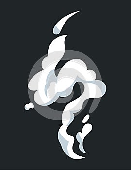 Smoke effect with white flowing trail and fluffy cloud shapes move.