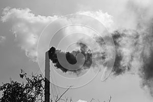 Smoke emission from factory pipe, global warming and environment