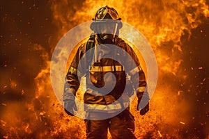 smoke equipment firefighter fighter emergency safety rescue fire uniform fireman. Generative AI.