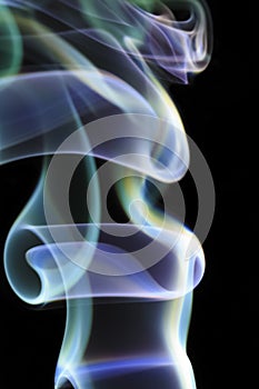 Smoke, through extreme bends, flowing up, colorful