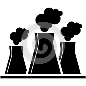 Smoke factory chimney vector, air pollution icon illustration