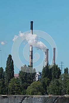 smoke from factory chimneys