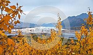 Smoke filled Matanuska Valley in September with autumn leaves
