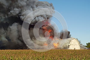 Smoke fire explosion flame farm destruction disaster